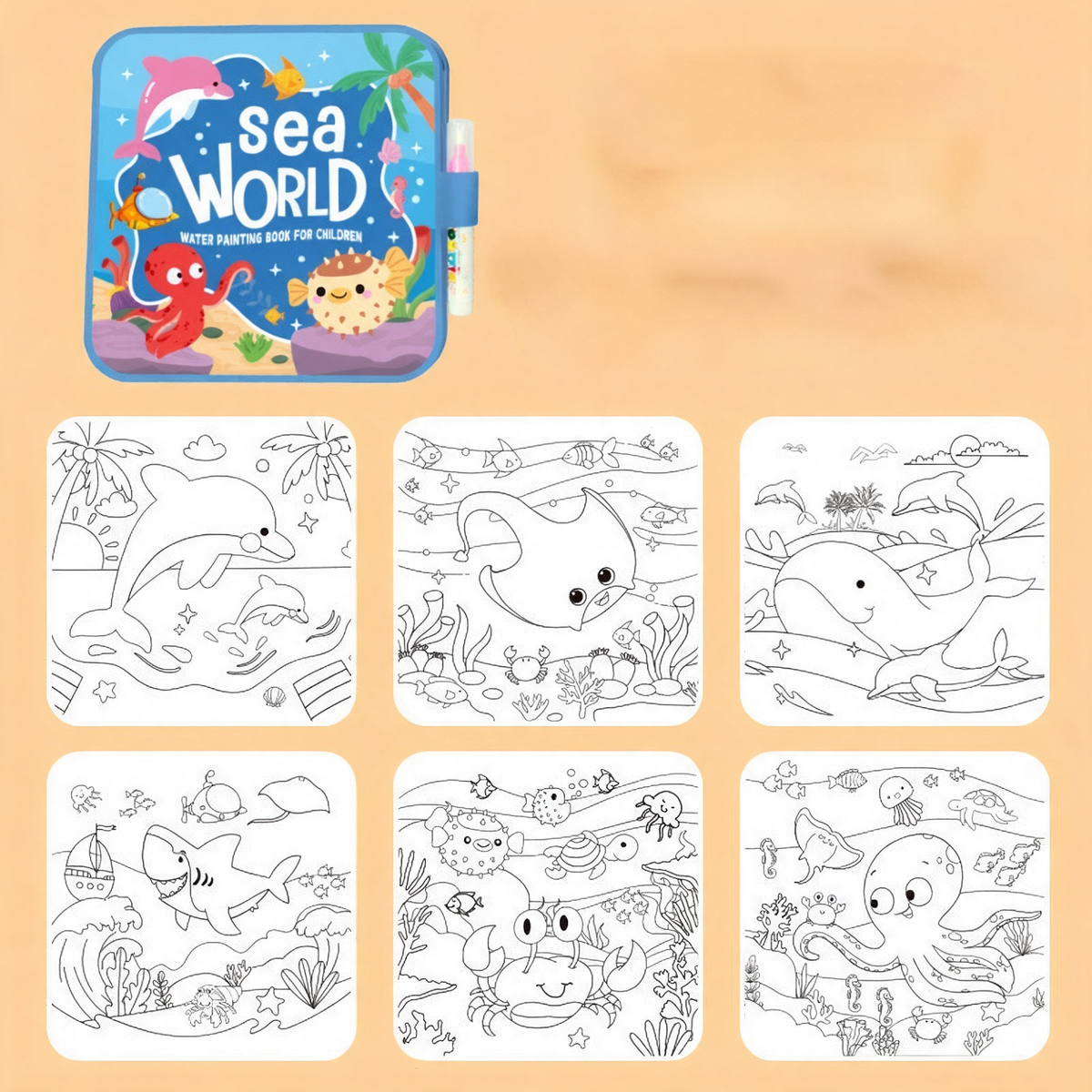 Variante Sea World — cahier de coloriage à l'eau