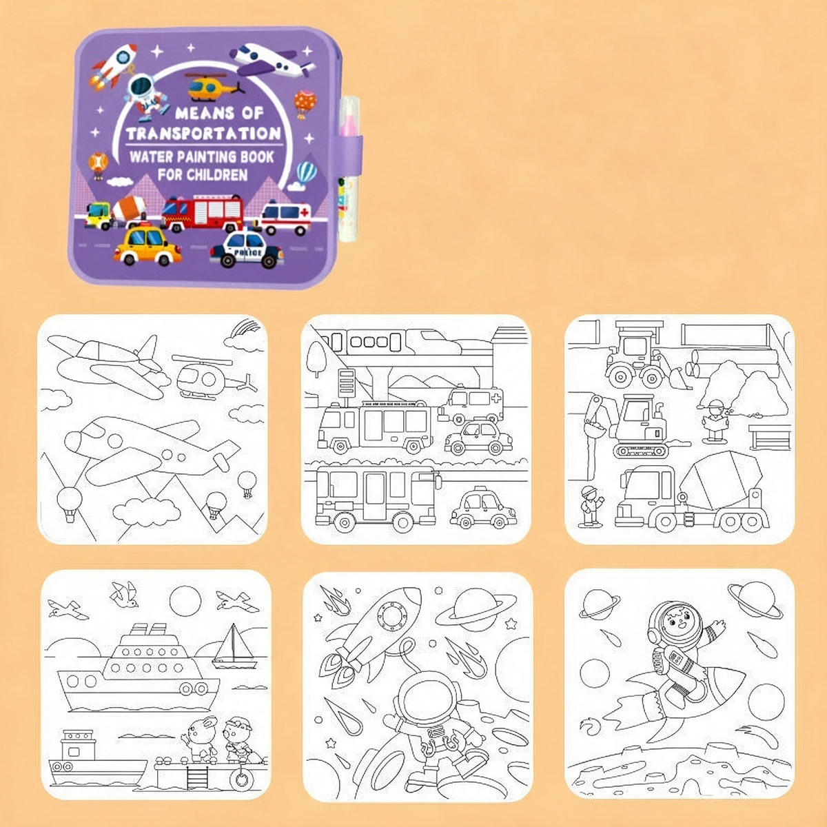 Variante Transportation — cahier de coloriage à l'eau